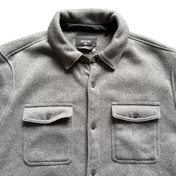 Rhone Dark Gray Heather Button Down Fleece Shacket Jacket Men's Size Large - Picture 2 of 5